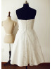 Strapless Sweetheart Ivory Lace Knee Length Wedding Dress